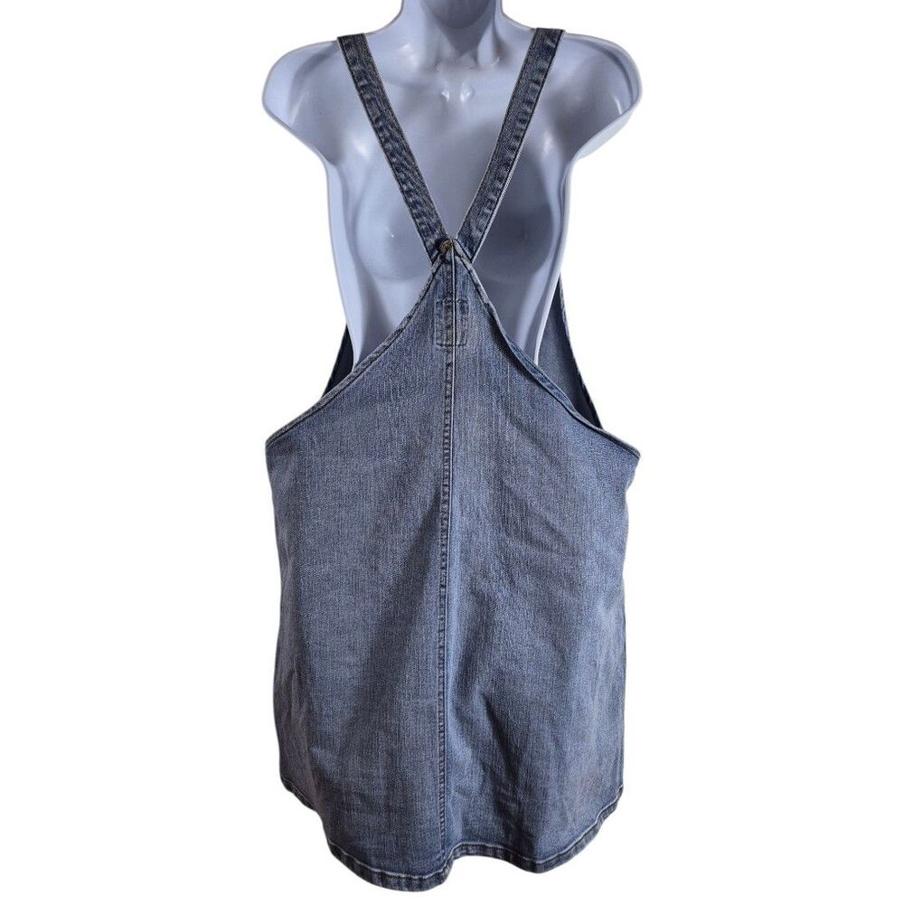 Denim XL Overalls Bib Mini Dress Blue Mini Pockets Adjustable Straps Casual Chic - Picture 5 of 7